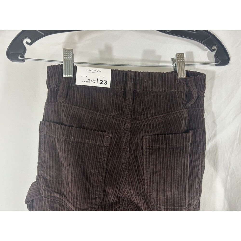 Pacsun Pants Womens 23 90s BF Carpenter Chocolate Brown Corduroy NEW - Picture 7 of 9